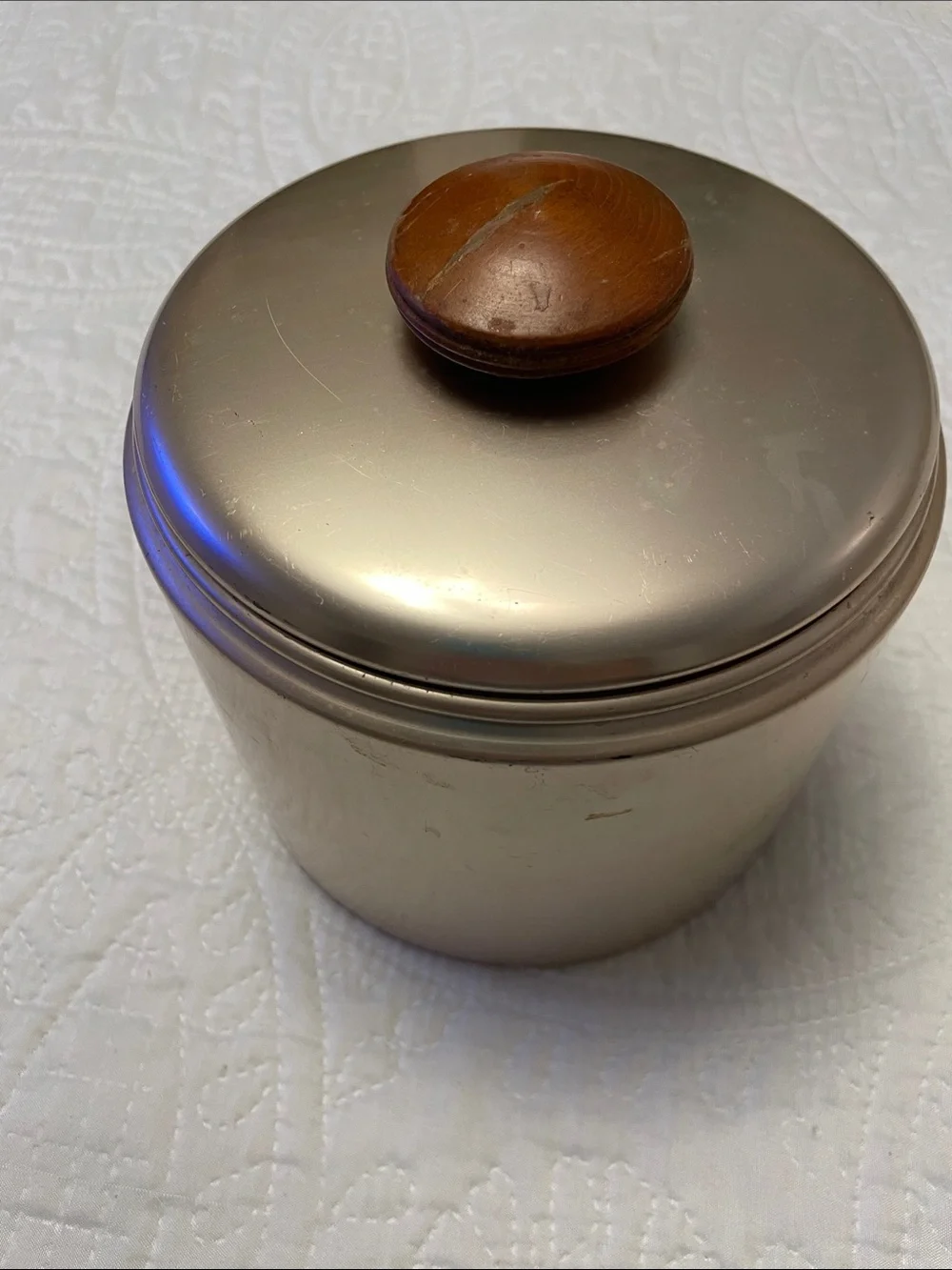 MCM Vintage MIRRO Rose Copper Aluminum 3 Quart Canister with Wood Knob